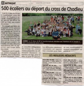 >>>Article journal La Montagne du 25 05 2015