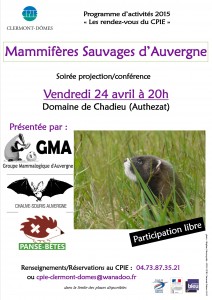 Affiche Mammifères sauvages d'Auvergne