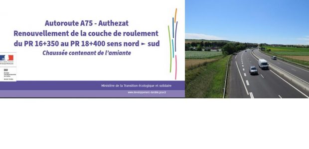 Travaux A75 à proximité d’Authezat du 16 octobre au 10 novembre 2017 >>>Le dossier de presse explicatif
>>>L’arrêté préfectoral n°2017-N-026 règlementant temporairement la circulation sur l’autoroute A75 dans le département du Puy-de-Dôme
Partagez