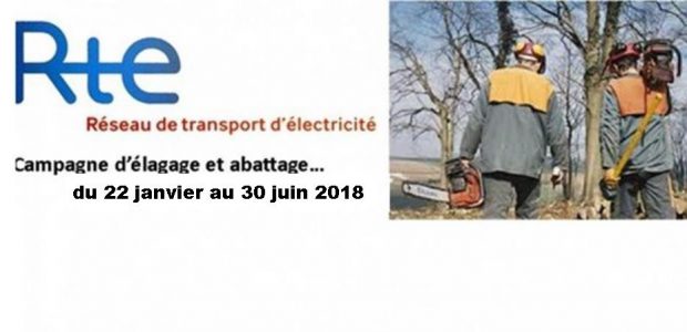Rte vous informe de la campagne d’élagage et d’abattage du 22 janvier au 30 juin 2018 L’entreprise PORTAL SARL, pour le compte de Réseau de Transport d’Electricité RTE exécutera sur le territoire communal des travaux d’élagage et d’abattage nécessaires au bon fonctionnement des lignes électriques.
>>>Lire l’affiche informative
Partagez