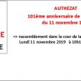 La cérémonie du 11 novembre, commémorant le 101ème anniversaire de la signature de l’Armistice de 1918, se tiendra : lundi 11 novembre à 10h15, dans la cour de la Mairie, […]