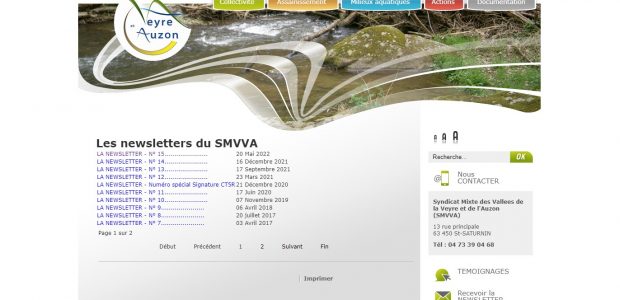 Des nouvelles du Syndicat Mixte des Vallées de la Veyre et de l’Auzon (SMVVA) : les actions, les travaux, les animations sur le territoire…. >>>http://www.smvva.fr/documentation/newsletters/ Partagez