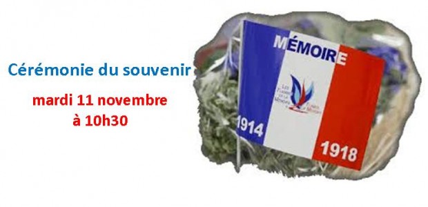 La cérémonie du 11 novembre, commémorant le 96è anniversaire de l’armistice de 1918 de la guerre, se tiendra : mardi 11 novembre à 10h30, dans la cour de la Mairie, […]