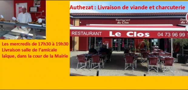 Habitant Authezat et ayant une boucherie sur la commune de Chidrac nous vous proposons avec l’aide de la mairie la livraison de viande et charcuterie (uniquement sur commande).   Les […]