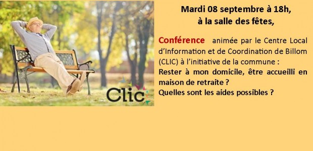 Mardi 8 septembre, Madame DUMONTEIL (Directrice) et Madame BOUCHICHE (Assistante sociale) sont venues présenter les missions du CLIC (Centre Local d’Information et de Coordination) de Billom. Une petite vingtaine de personnes ont […]