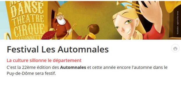 C’est la 22ème édition des Automnales et cette année encore l’automne dans le Puy-de-Dôme sera festif. 32 rendez-vous pour tous les âges et tous les goûts. Groupes de musique, compagnies […]