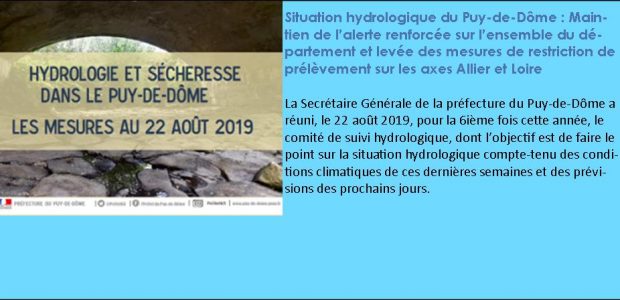 >>> 6 novembre 2019 : Levée des mesures de restriction des usages de l’eau et maintien de la vigilance >>>Maintien de l’alerte renforcée sur l’ensemble du département, mobilisation des acteurs […]