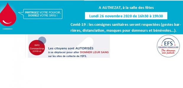 Lundi 23 novembre de 16h30 à 19h30 à la salle des fêtes, une nouvelle collecte de sang est organisée.   Aménagements apportés pour cette collecte. Collation prise en charge par […]