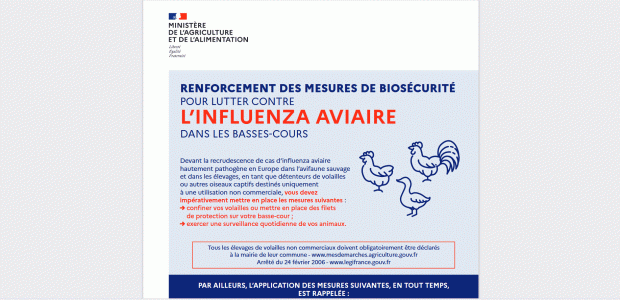 Les volailles placées en confinement Le préfet du Puy-de-Dôme vient de prendre de nouvelles mesures, face au risque d’influenza aviaire => Consultez la réglementation en vigueur à partir du site […]